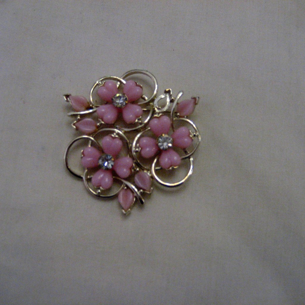 Kramer Pink Thermo W/Rhinestone Brooch